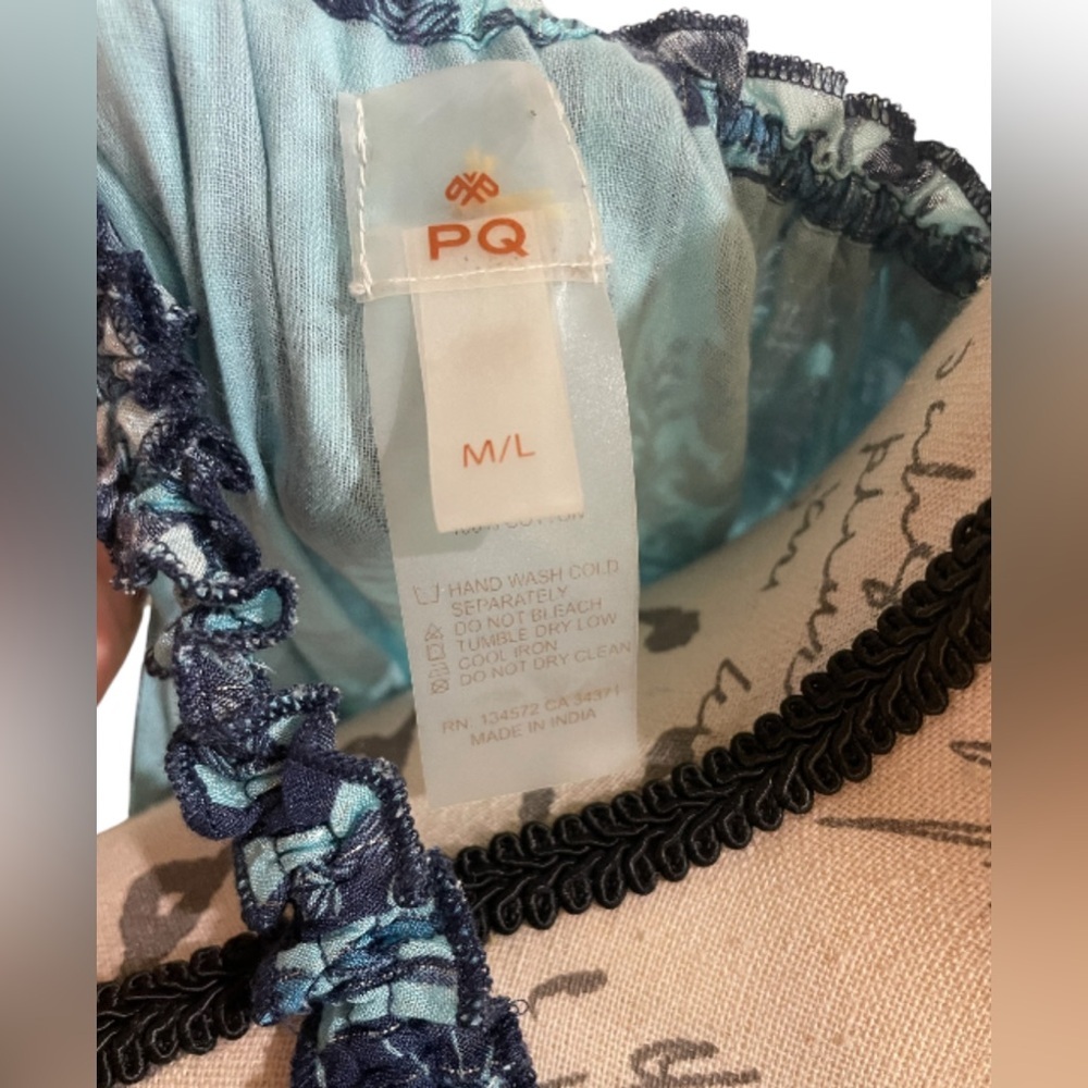 PQ Swim Halter Tiered Maxi Dress Blue Boho Metallic Lurex M/L NWOT - Picture 9 of 11